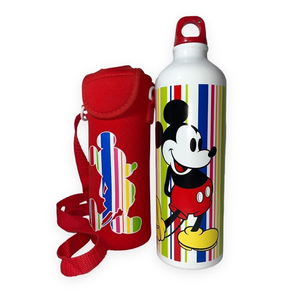 Disney Mickey Mouse Aluminum‎ Water Bottle with Neoprene Holder Crossbody Strap